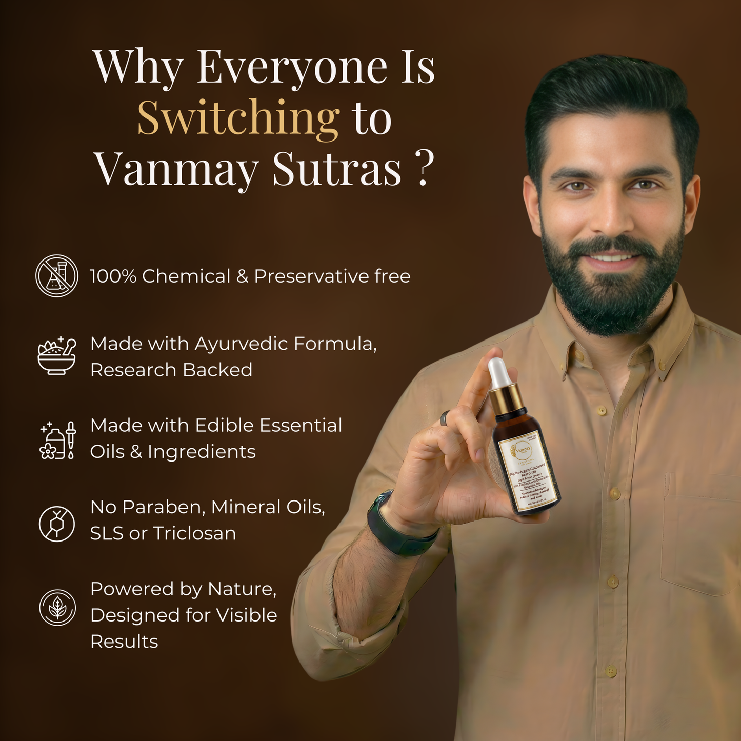 Best Ayurvedic Beard Growth Oil with Jojoba, Argan & Grapeseed to fight itch & dandruff