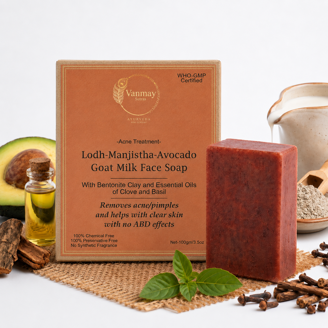 Acne Goat Milk Soap for Acne-Prone Skin with Lodh & Manjistha