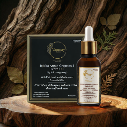 Best Ayurvedic Beard Growth Oil with Jojoba, Argan & Grapeseed to fight itch & dandruff