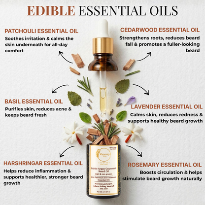 Best Ayurvedic Beard Growth Oil with Jojoba, Argan & Grapeseed to fight itch & dandruff