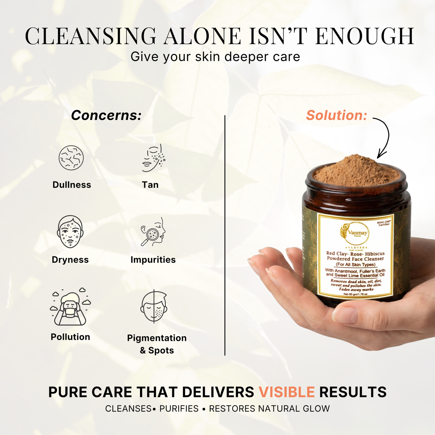 Red Clay, Rose & Hibiscus to remove dead skin & tan, to rejuvenate & nourish