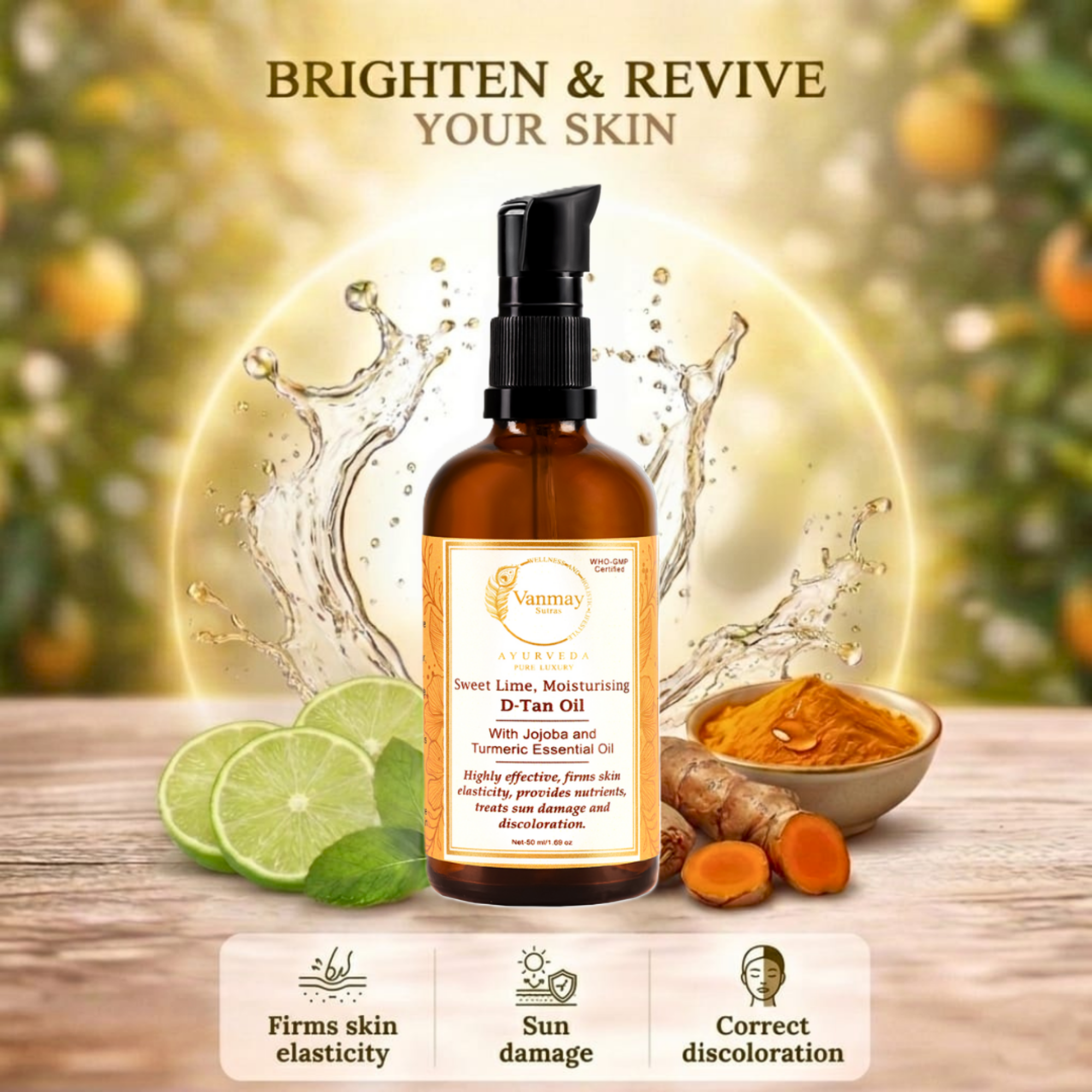 Image of Sweet Lime Moisturising De-tan Oil- Repairs sun damage & revive natural glow