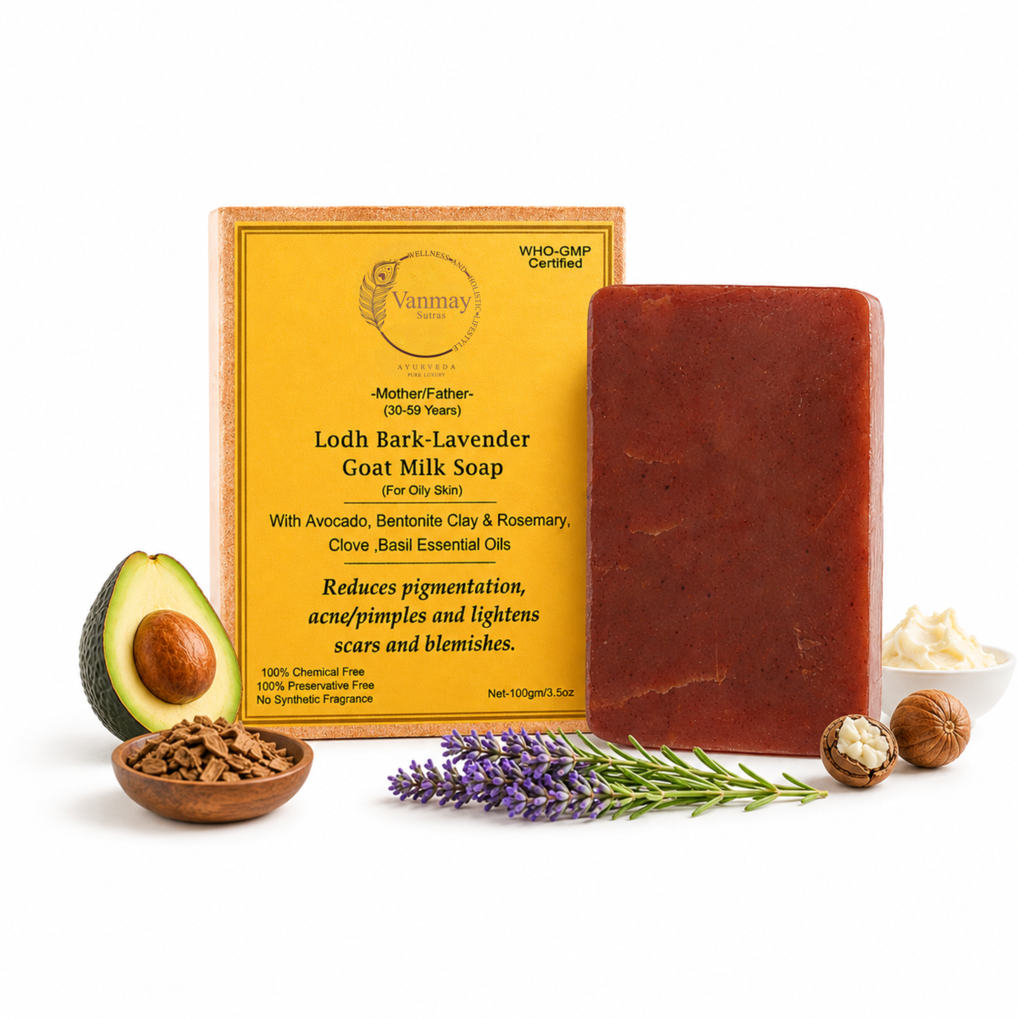 Image of Goat Milk Soap with Lodh Bark & Lavender for Soft, clear & pimple free skin
