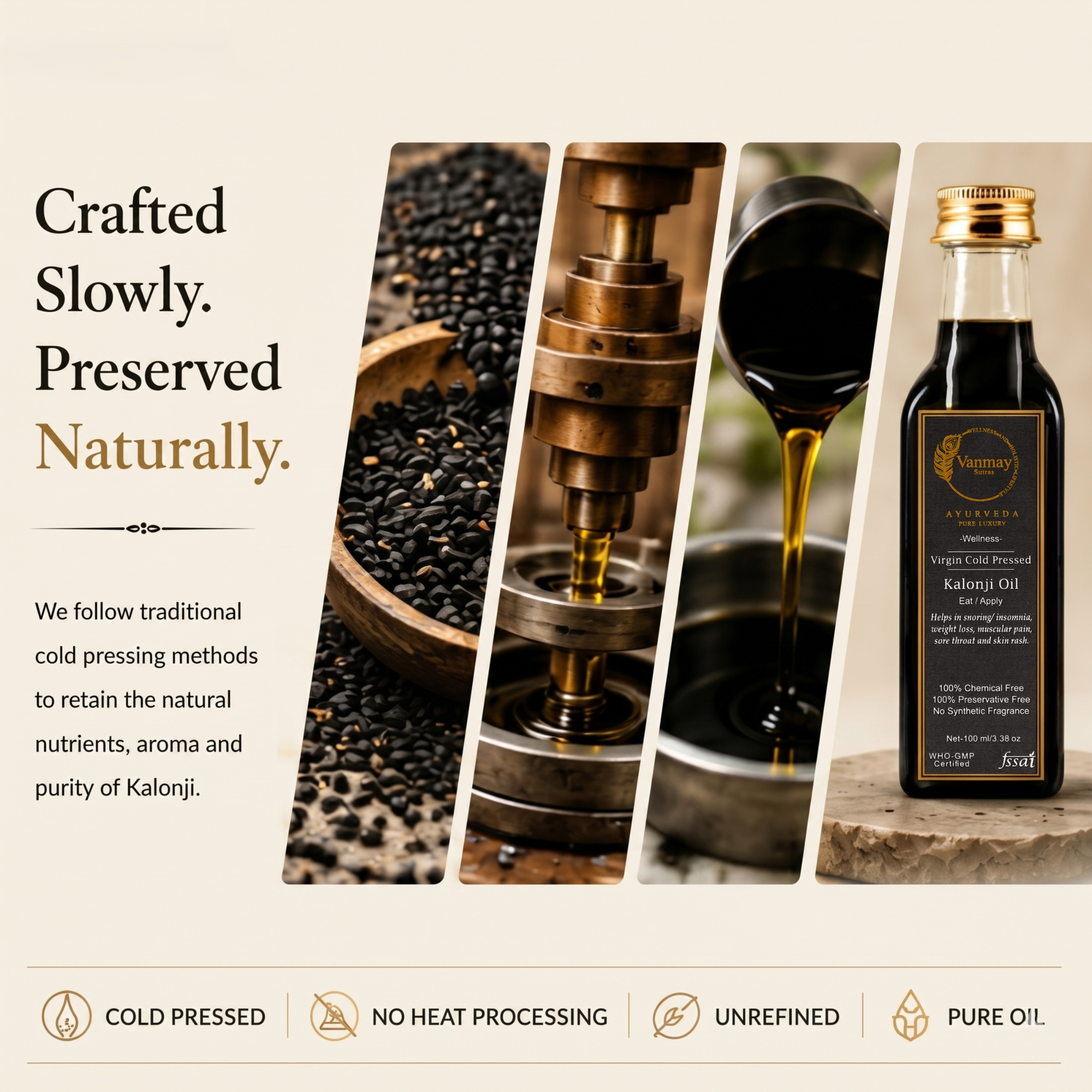 Image of Virgin Cold Pressed Edible Kalonji Oil - Superhuman food for skin, beauty & wellness