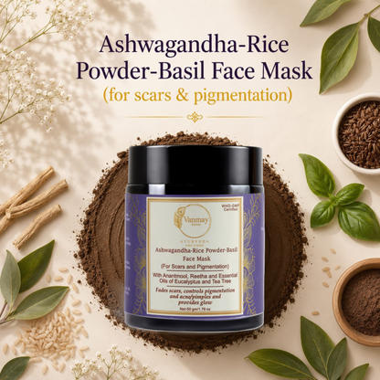 Ashwagandha, Rice Powder & Basil Face Mask - For scars & pigmentation