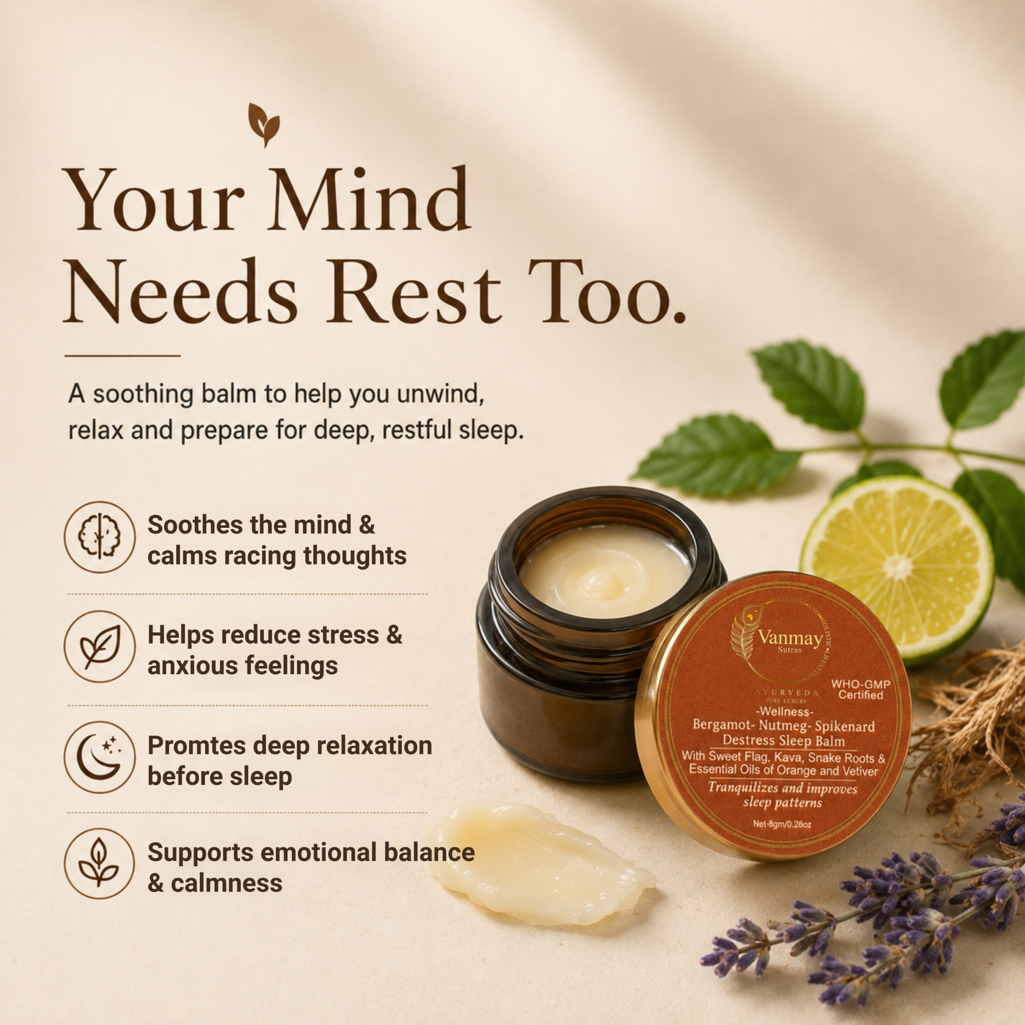 Image of BERGAMOT-NUTMEG-SPIKENARD - DESTRESS SLEEP BALM