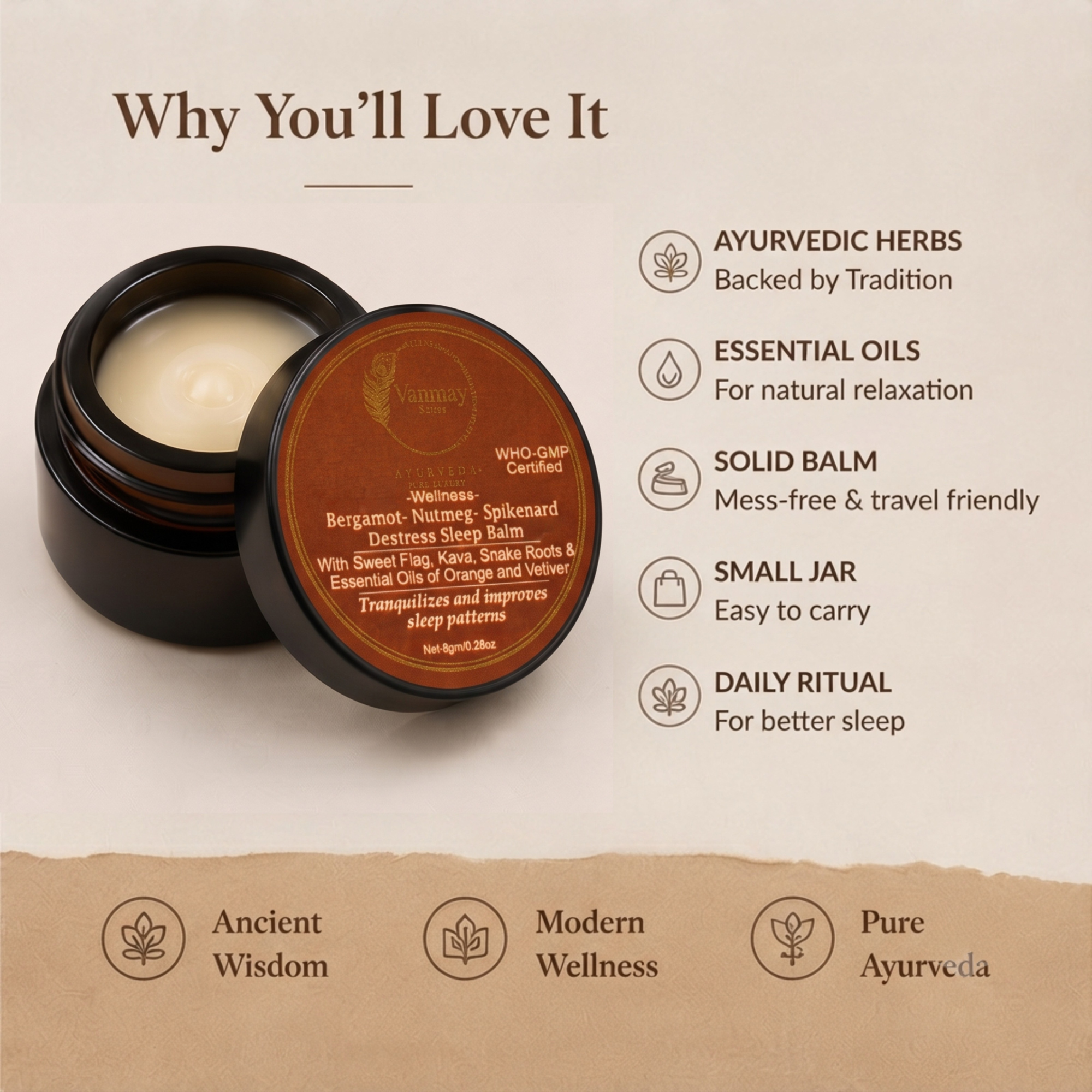 Image of BERGAMOT-NUTMEG-SPIKENARD - DESTRESS SLEEP BALM