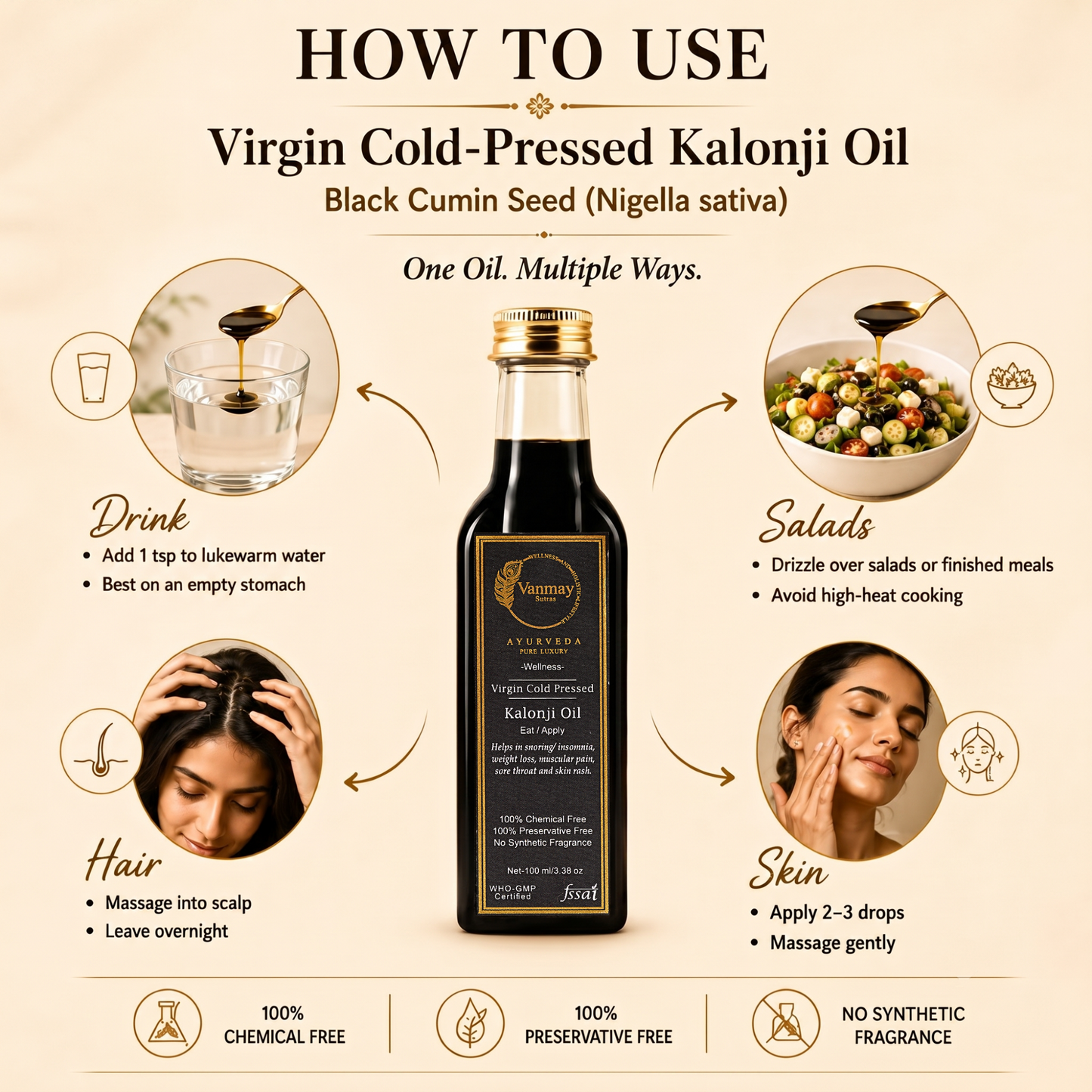 Virgin Cold Pressed Edible Kalonji Oil - Superhuman food for skin, beauty & wellness