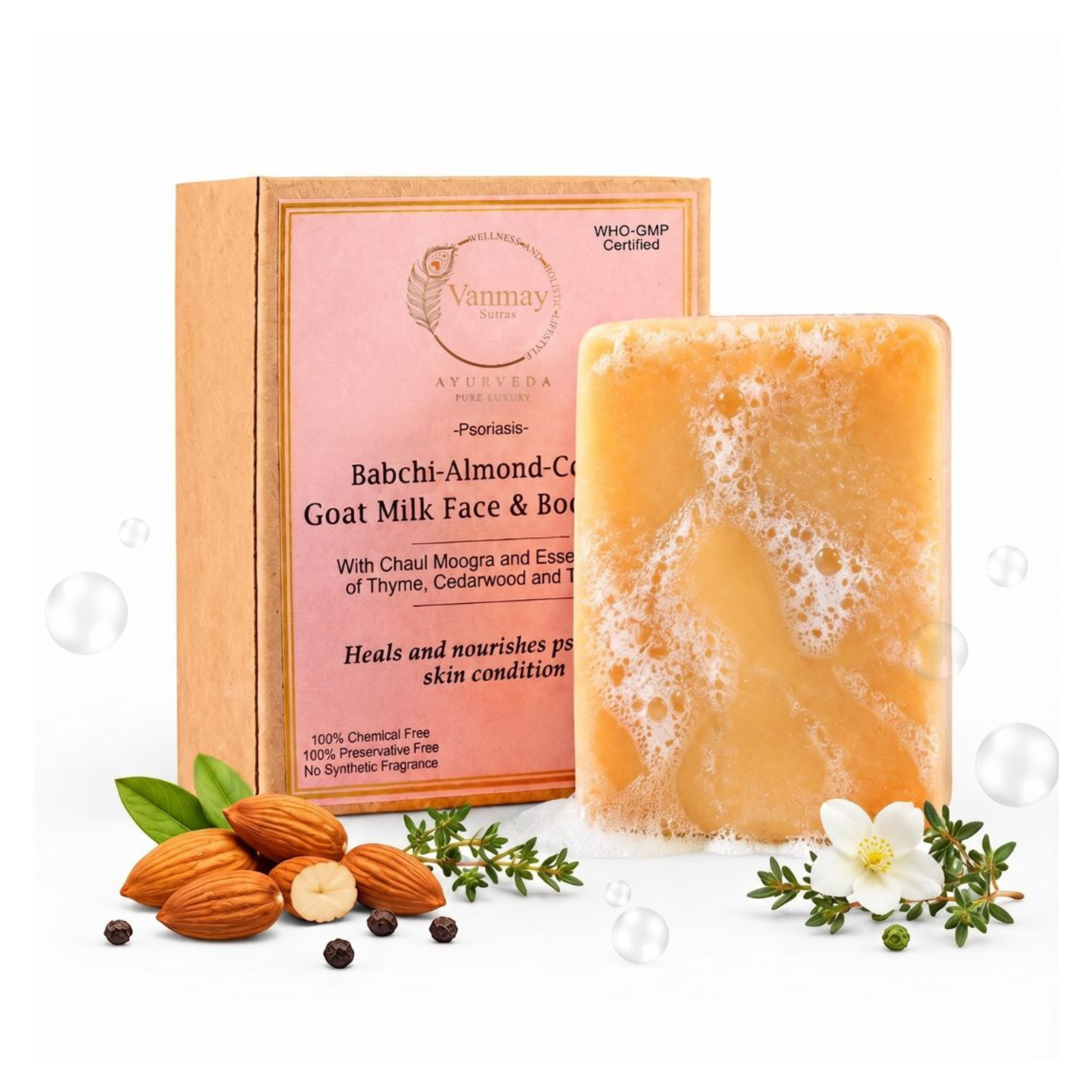 Image of Psoriasis/Eczema Goat Milk Soap with babchi, almond & cocoa
