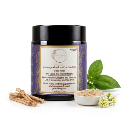 Ashwagandha, Rice Powder & Basil Face Mask - For scars & pigmentation