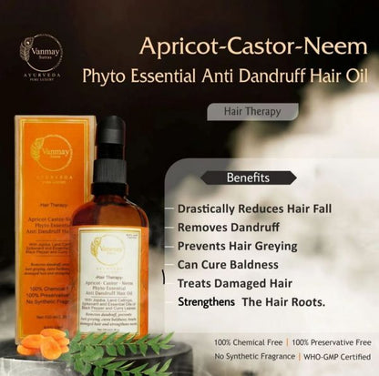 APRICOT-CASTOR-NEEM PHYTO ESSENTIAL - ANTI DANDRUFF HAIR OIL - HAIR TREATMENT